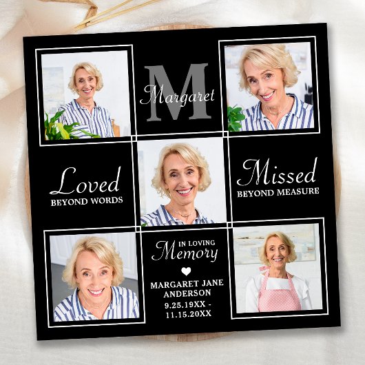 葬式エレガント写真コラージュ記念悔やみや弔慰 サンキューカード