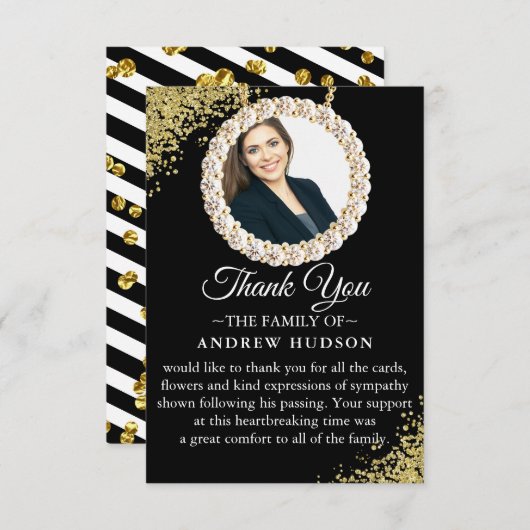 葬式エレガント写真サンキューカード サンキューカード (正面/裏面)