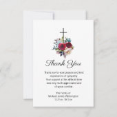 葬式エレガント宗教十字架フローラありがとう サンキューカード (正面)