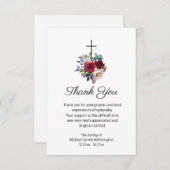 葬式エレガント宗教十字架フローラありがとう サンキューカード (正面/裏面)