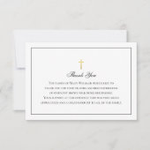 葬式エレガント宗教金ゴールド十字架 サンキューカード (正面)