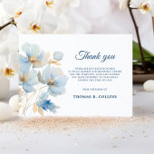葬式エレガント後の青い花サンキューカード サンキューカード