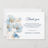 葬式エレガント後の青い花サンキューカード サンキューカード (正面)