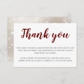 葬式エレガント暗赤と白い サンキューカード (正面/裏面)