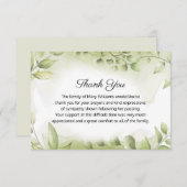 葬式エレガント緑色記念サンキューカード サンキューカード (正面/裏面)