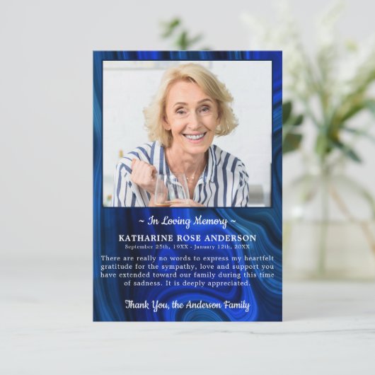 葬式エレガント記念カスタム写真悔やみや弔慰 サンキューカード (スタンド正面)