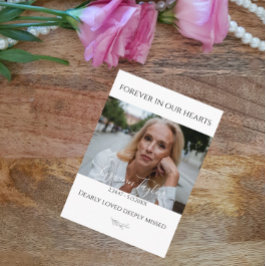 葬式エレガント記念写真祈りの言葉カード 名刺