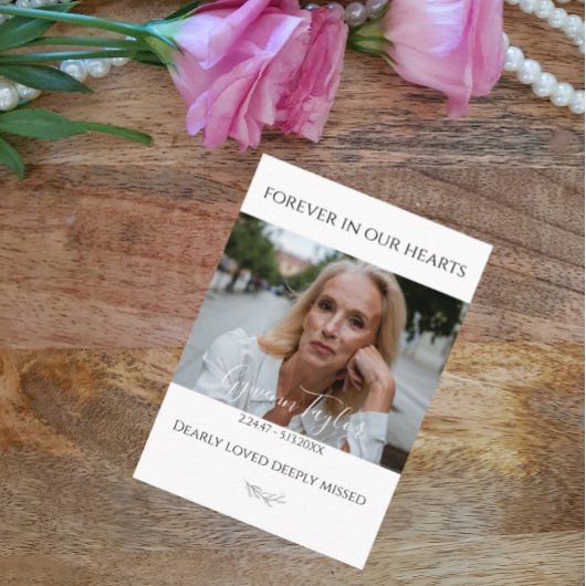 葬式エレガント記念写真祈りの言葉カード 名刺