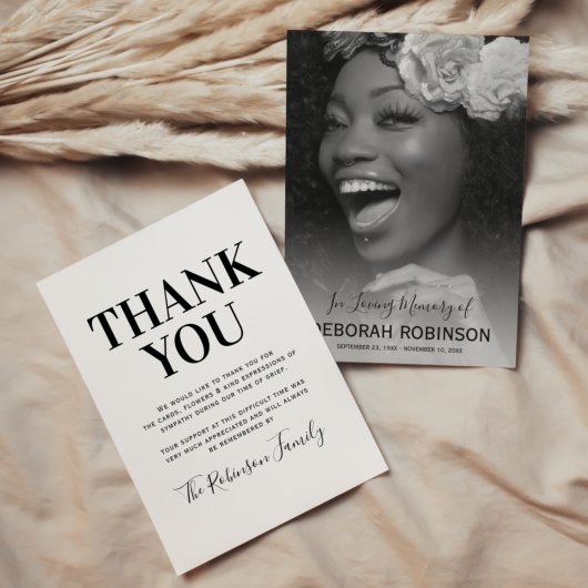 葬式エレガント記念写真 サンキューカード