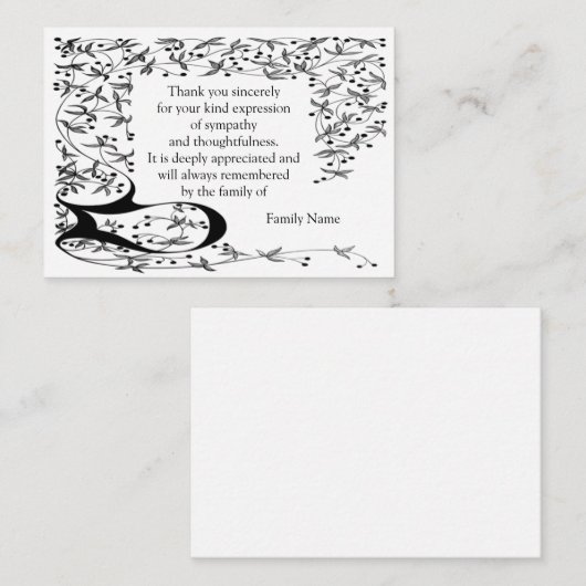 葬式カードの後のコーナーラインアートフレーム ノートカード (正面/裏面)