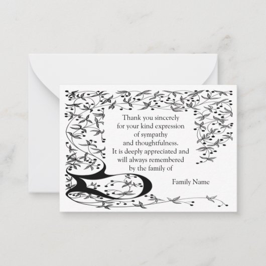 葬式カードの後のコーナーラインアートフレーム ノートカード (正面)