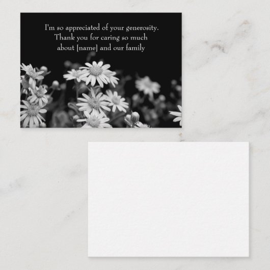 葬式カードの後の白黒デイジーの花 ノートカード (正面/裏面)