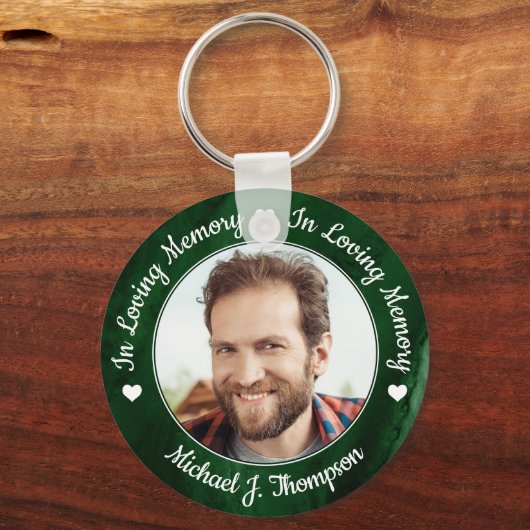 葬式グリーン大理石愛のメモリーフォトメモリアル キーホルダー (正面)