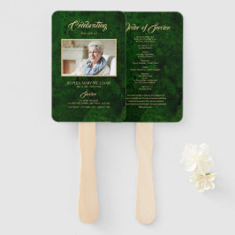 葬式グリーン&金ゴールド書道ファン集 ハンドファン