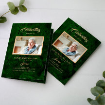 葬式グリーン&金ゴールド書道 |メモリアルプログラム