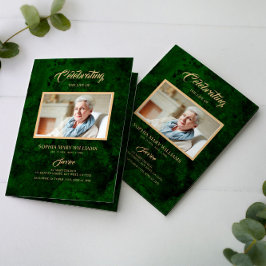 葬式グリーン&金ゴールド書道 |メモリアルプログラム プログラム