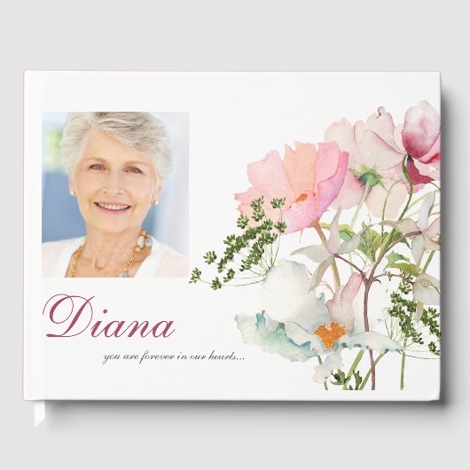 葬式ゲストブック |ソフト花模様 ゲストブック (正面)