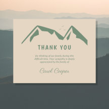 葬式サンキューノートカードと緑の山