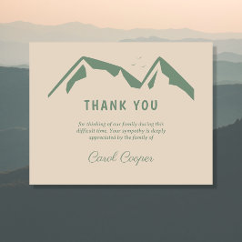 葬式サンキューノートカードと緑の山 サンキューカード