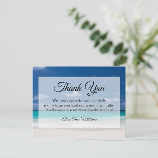 葬式サンキューノートブレスレット海 |忌引 サンキューカード (スタンド正面)