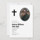 葬式シンプルモダン黒白クリスチャン 招待状 (正面)