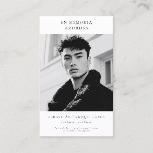 葬式シンプル用の写真スペインの祈りの言葉カード 名刺 (正面)