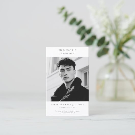 葬式シンプル用の写真スペインの祈りの言葉カード 名刺 (スタンド正面)