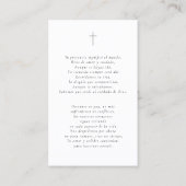 葬式シンプル用の写真スペインの祈りの言葉カード 名刺 (裏面)