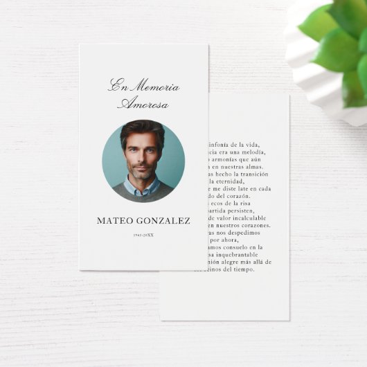 葬式スペインのエンメモリアオーバルフォト祈りの言葉カード (デスク)