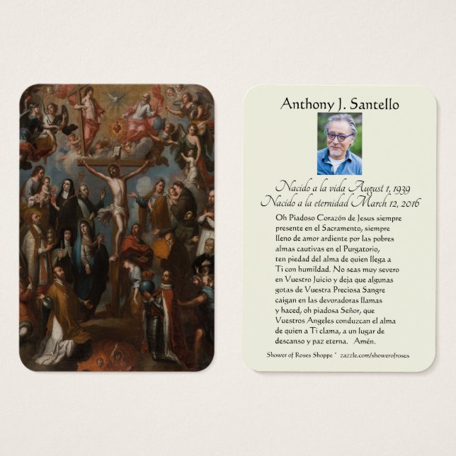 葬式スペインの受聖人記念祈りの言葉 (正面&裏面)