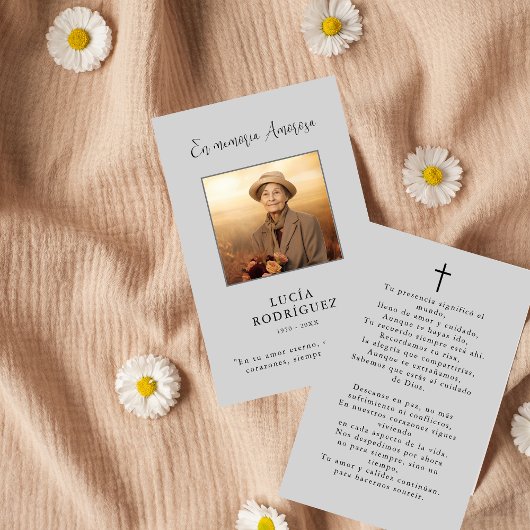 葬式スペインの記念写真祈りの言葉カード
