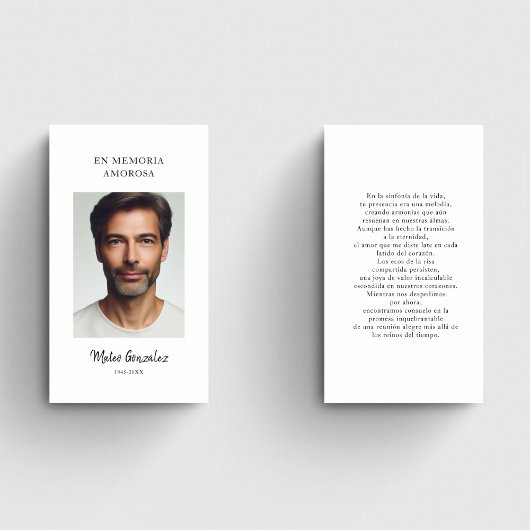 葬式スペインの | En Memoriaフォト祈りの言葉カード