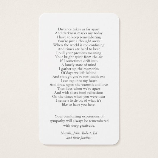 葬式ソフトピンクローズ祈りの言葉共感表 (裏面)