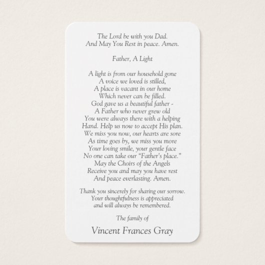 葬式ハワイアンサンセット祈りの言葉共感表 (裏面)