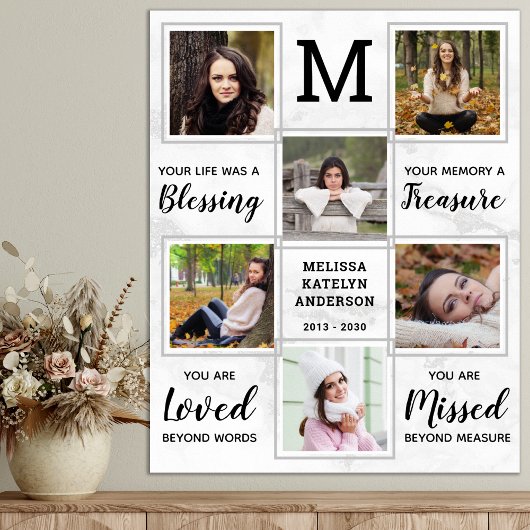 葬式パーソナライズされた記念写真ユニークコラージュ ポスター