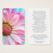葬式ピンクデイジー記念祈りの言葉共感表 (正面&裏面)