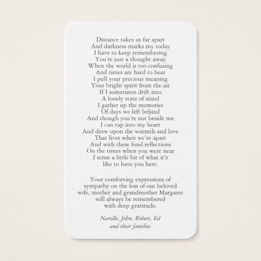 葬式ピンクデイジー記念祈りの言葉共感表 (裏面)