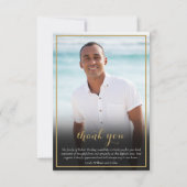 葬式フォトエレガント金ゴールドスクリプト サンキューカード (正面)