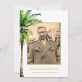 葬式フォトパームエレガントツリーの水色の葉 招待状 (裏面)