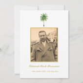 葬式フォトパームツリーウォーターカラーエレガントリーフ 招待状 (裏面)