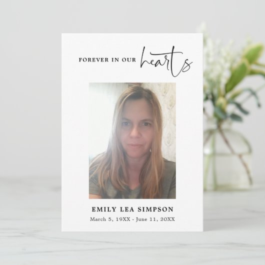 葬式フォト悔やみや弔慰悲しいサンキューカード 招待状 (スタンド正面)