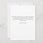 葬式フォト悔やみや弔慰悲しいサンキューカード 招待状 (裏面)