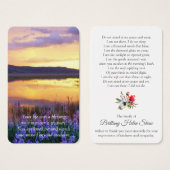 葬式フローラレイクメモリアル祈りの言葉同情カード (正面&裏面)