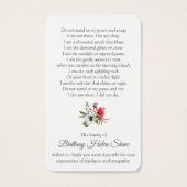 葬式フローラレイクメモリアル祈りの言葉同情カード (裏面)