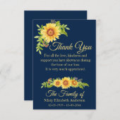 葬式フローラ水色ひまわり青 サンキューカード (正面/裏面)