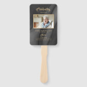 葬式ブラック&金ゴールド書道ファン・セット ハンドファン (正面)