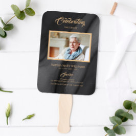 葬式ブラック&金ゴールド書道ファン・セット ハンドファン