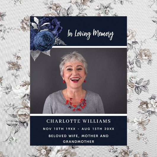 葬式ブルーフォトフローラメモリアル歓迎 ポスター