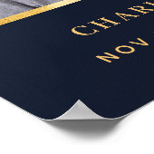 葬式ブルーフォトフローラメモリアル歓迎 ポスター (角)