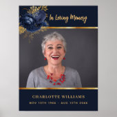 葬式ブルーフォトフローラメモリアル歓迎 ポスター (正面)